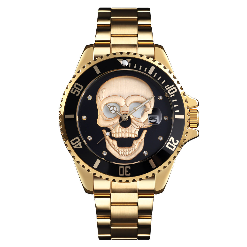 Orologio con teschio Skull Gold black 3D
