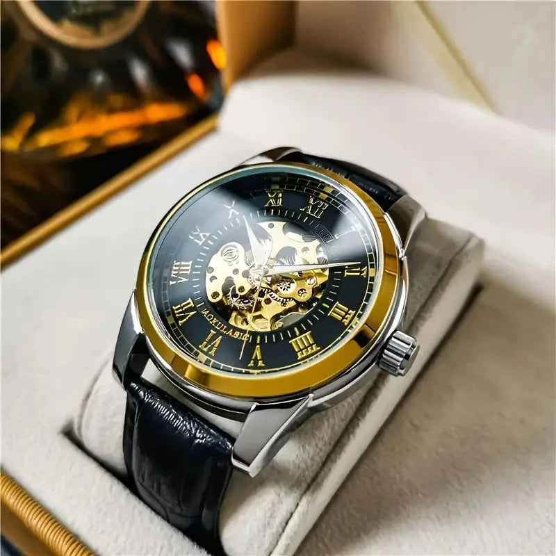 Orologio automatico meccanico uomo skeleton Elegante Oro
