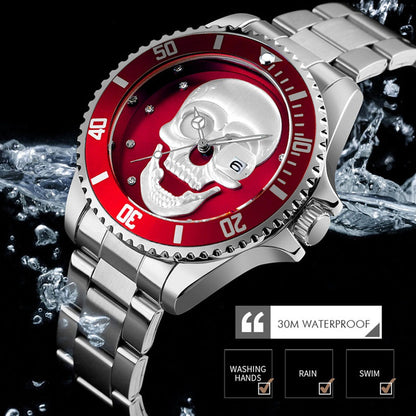 Orologio con teschio Skull Silver Red 3D