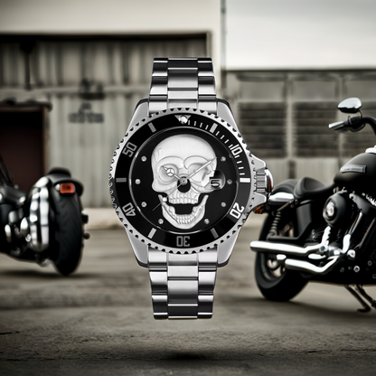 Orologio con teschio Skull Silver Black 3D
