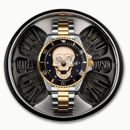 Orologio con teschio Skull Gold Silver black 3D