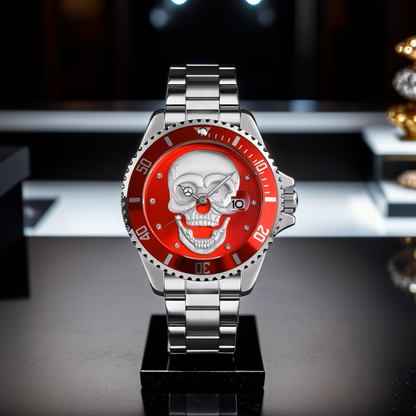 Orologio con teschio Skull Silver Red 3D