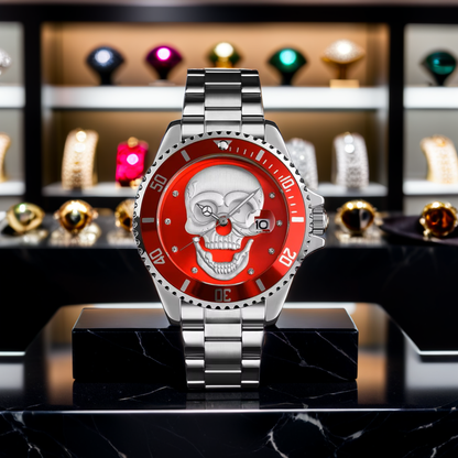 Orologio con teschio Skull Silver Red 3D