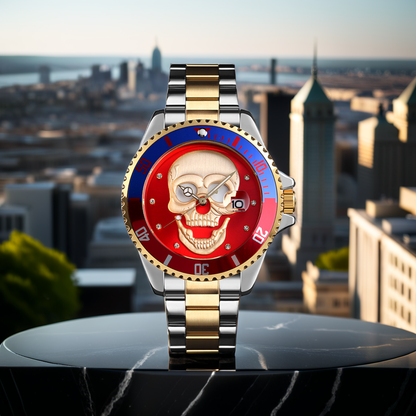 Orologio con teschio Skull Gold Silver red 3D