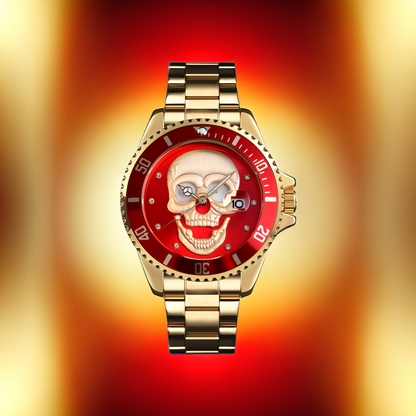 Orologio con teschio Skull Gold red 3D