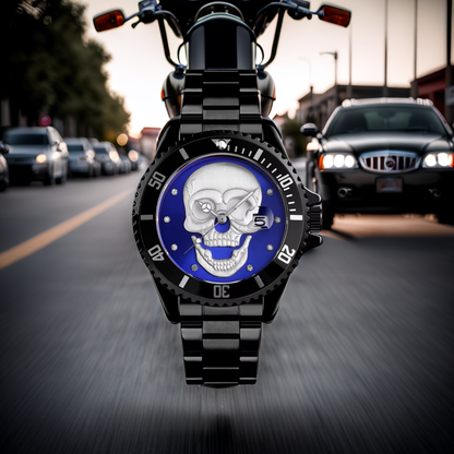 Orologio con teschio Skull Black Blu 3D