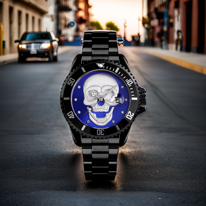 Orologio con teschio Skull Black Blu 3D