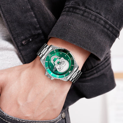 Orologio con teschio Skull Silver Green 3D