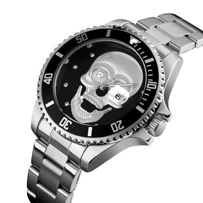 Orologio con teschio Skull Silver Black 3D