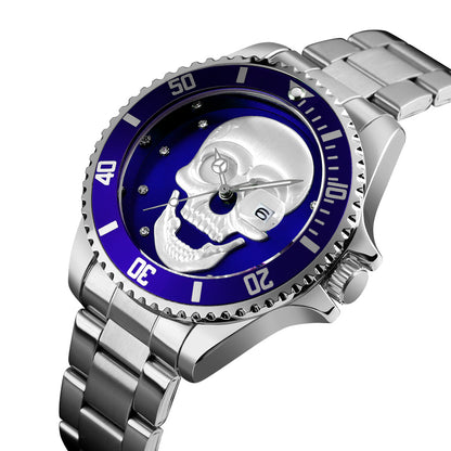 Orologio con teschio Skull Silver Blu 3D