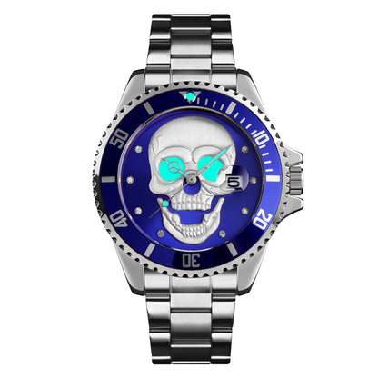 Orologio con teschio Skull Silver Blu 3D