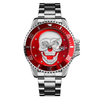 Orologio con teschio Skull Silver Red 3D