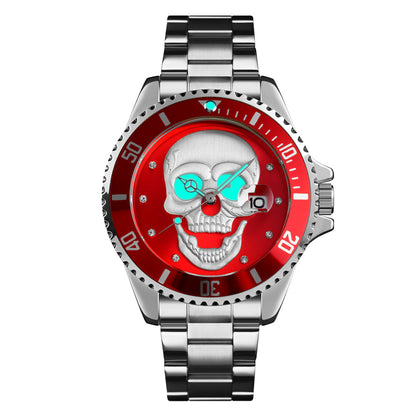 Orologio con teschio Skull Silver Red 3D