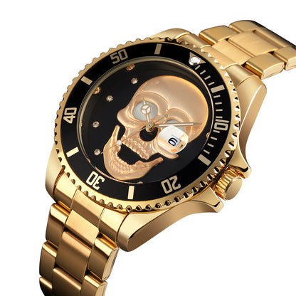 Orologio con teschio Skull Gold black 3D