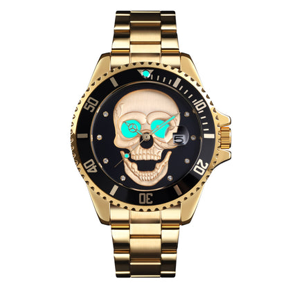 Orologio con teschio Skull Gold Silver black 3D