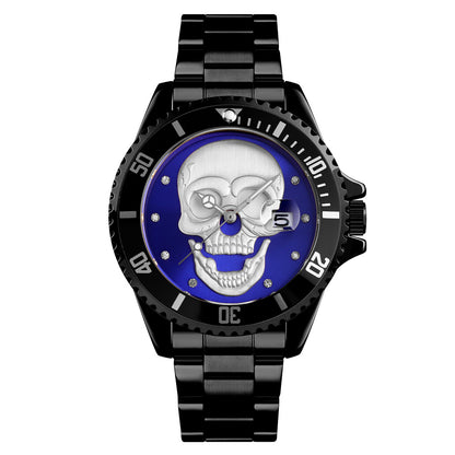 Orologio con teschio Skull Black Blu 3D