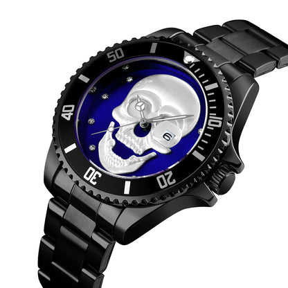Orologio con teschio Skull Black Blu 3D