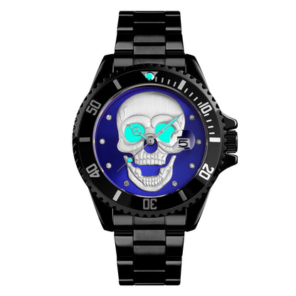 Orologio con teschio Skull Black Blu 3D