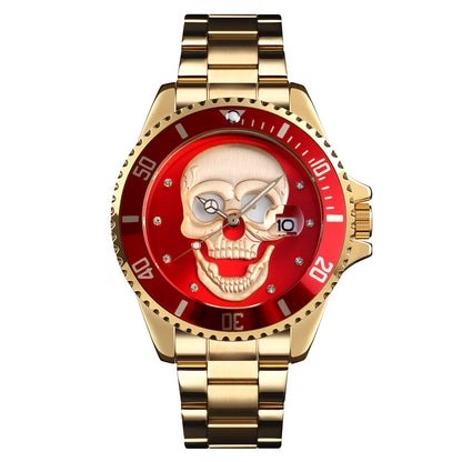 Orologio con teschio Skull Gold red 3D