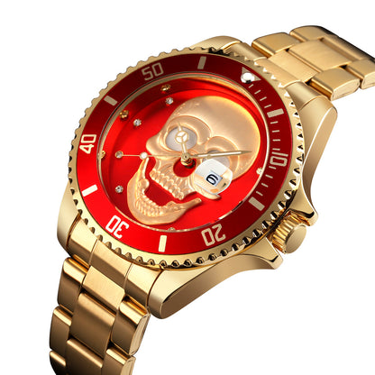 Orologio con teschio Skull Gold red 3D