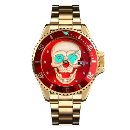 Orologio con teschio Skull Gold red 3D