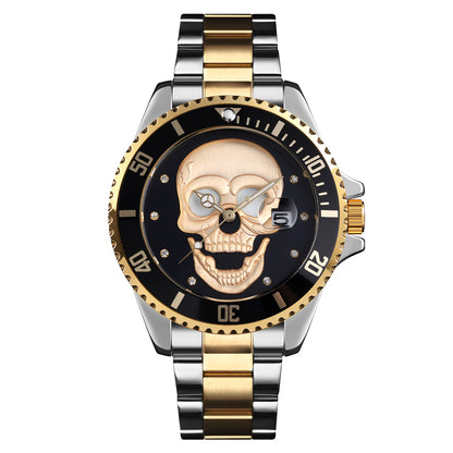 Orologio con teschio Skull Gold Silver black 3D