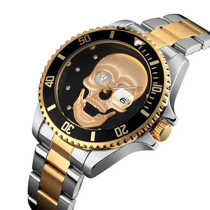 Orologio con teschio Skull Gold Silver black 3D