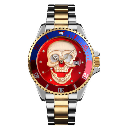Orologio con teschio Skull Gold Silver red 3D