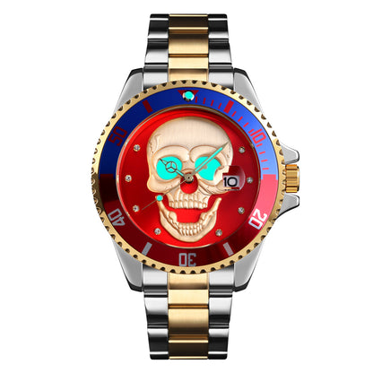 Orologio con teschio Skull Gold Silver red 3D