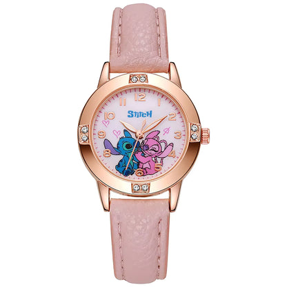 Orologio per bambini moda Fashion Cartoon Pattern Stitch Light Pink