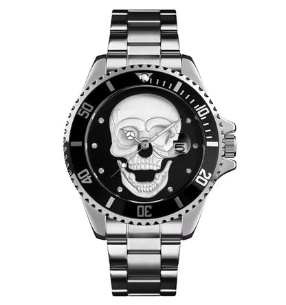 Orologio con teschio Skull Silver Black 3D