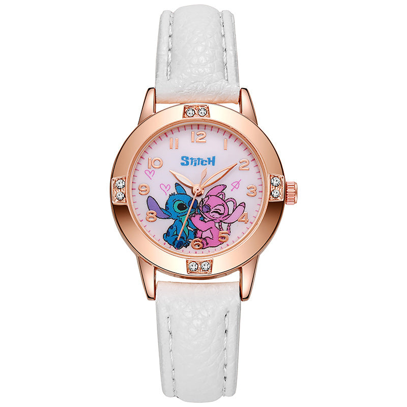 Orologio per bambini moda Fashion Cartoon Pattern Stitch White