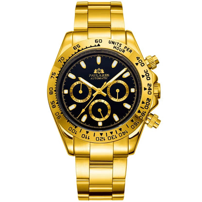 Orologio Automatico cronografo uomo Gold Black