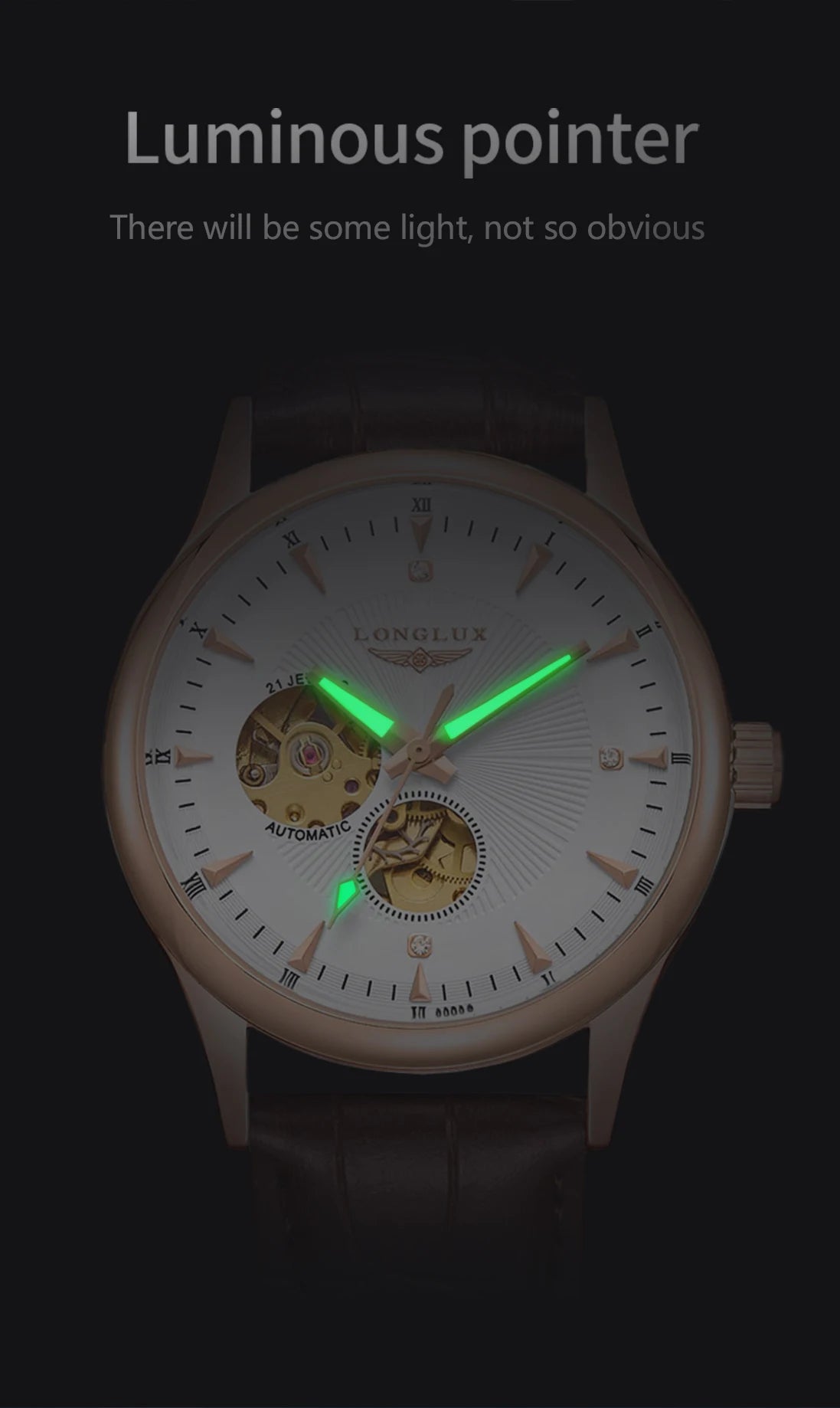 Orologio automatico meccanico elegante uomo