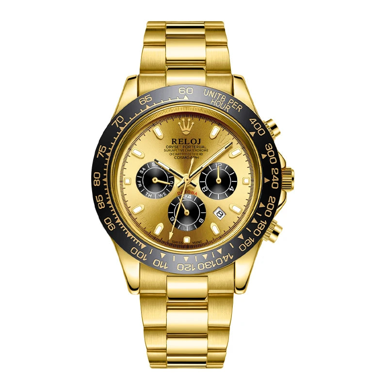 Orologio uomo cronografo multifunzione Oro