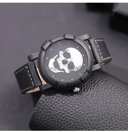 Set Fashion 3 pezzi Orologio con teschio al quarzo con collana e bracciale