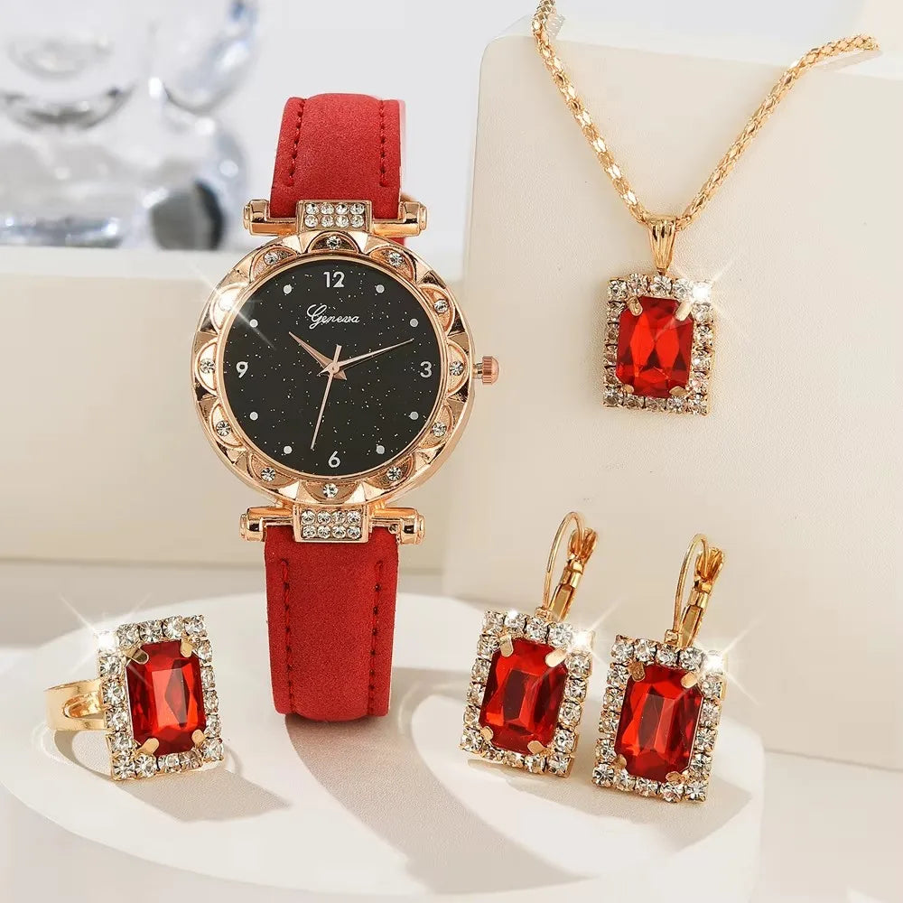 Orologio da donna 5 pezzi Set strass elegante