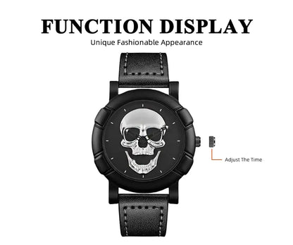 Set Fashion 3 pezzi Orologio con teschio al quarzo con collana e bracciale