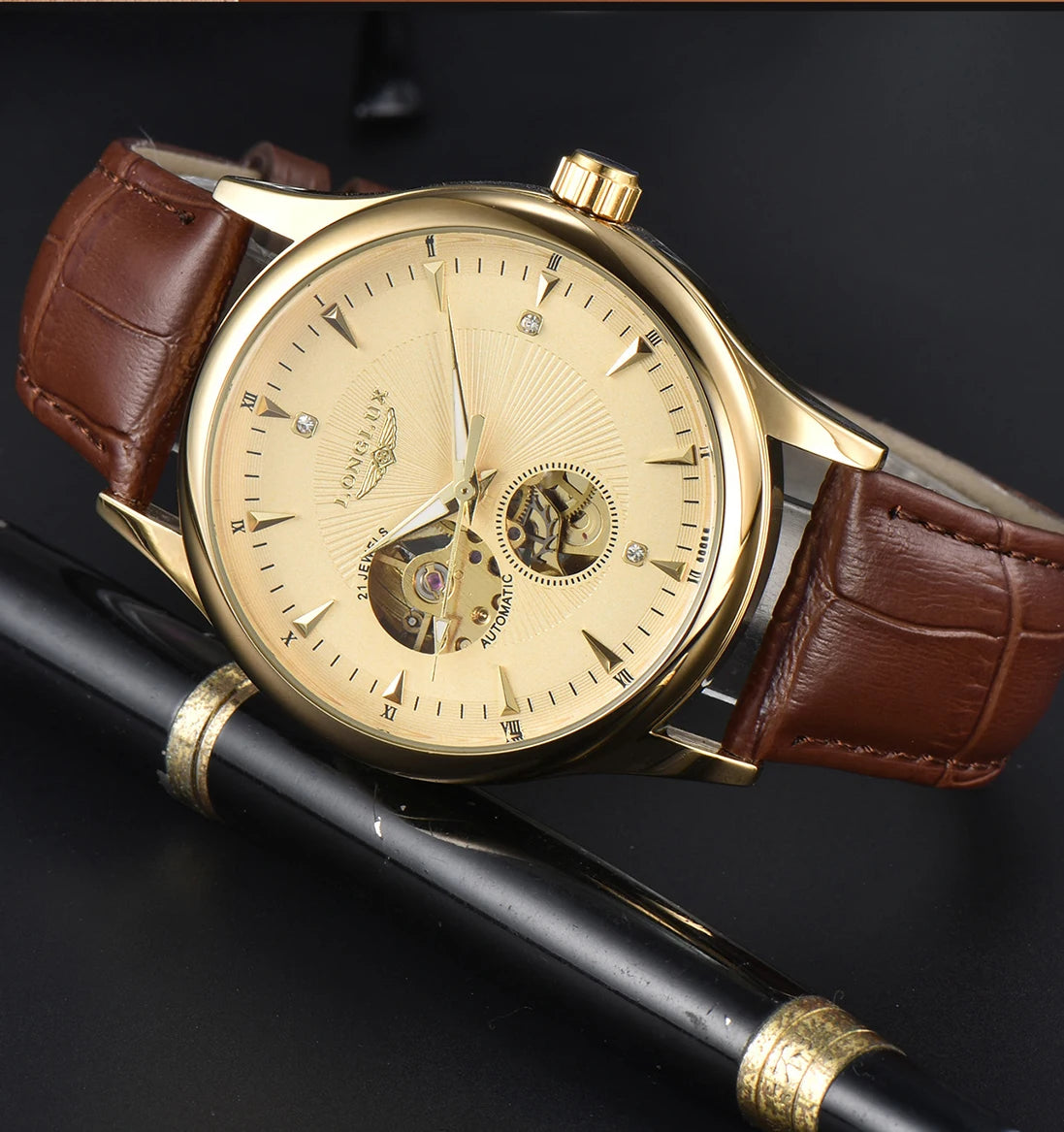 Orologio automatico meccanico elegante uomo