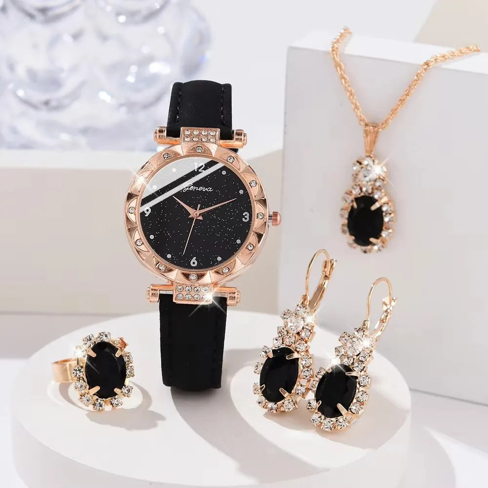Orologio da donna 5 pezzi Set strass elegante