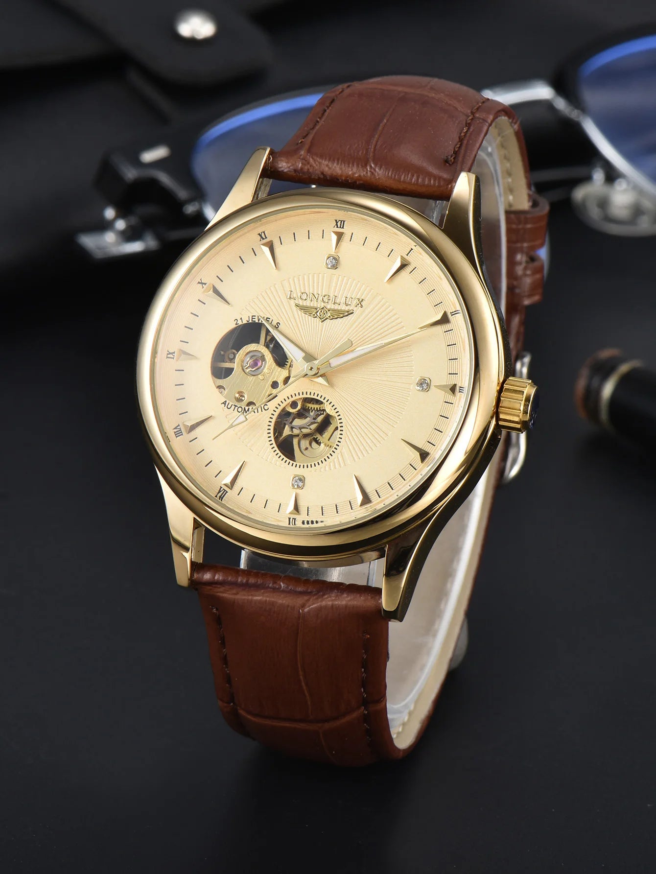 Orologio automatico meccanico elegante uomo 8020PGolden