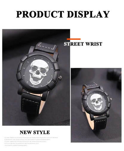 Set Fashion 3 pezzi Orologio con teschio al quarzo con collana e bracciale