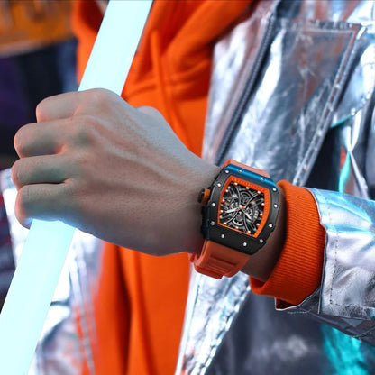 Orologio uomo Skeleton cinturino in silicone