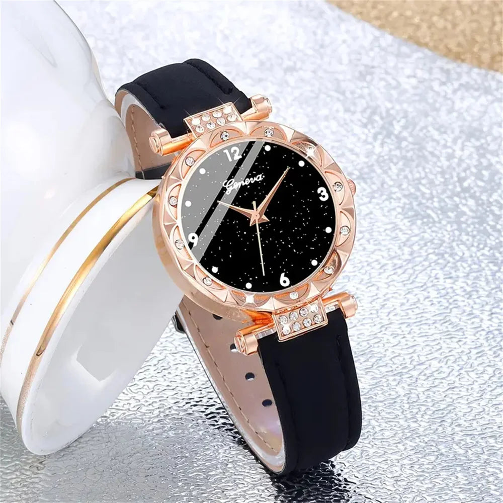 Orologio da donna 5 pezzi Set strass elegante