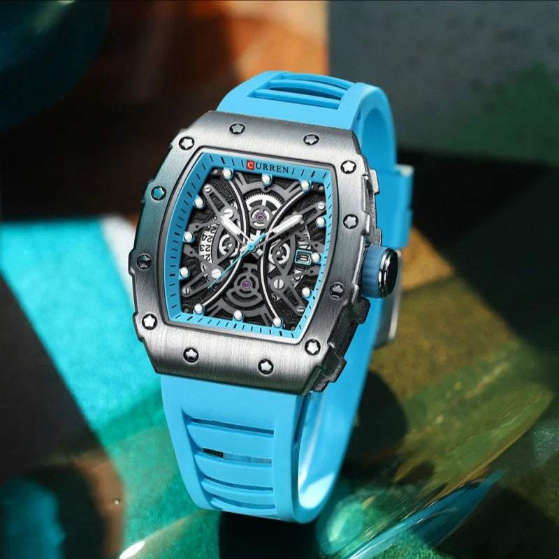 Orologio uomo Skeleton cinturino in silicone
