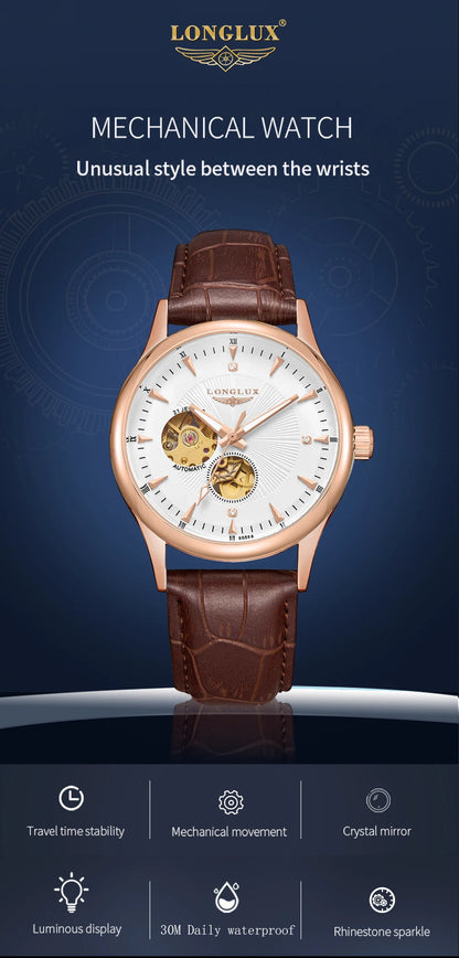 Orologio automatico meccanico elegante uomo
