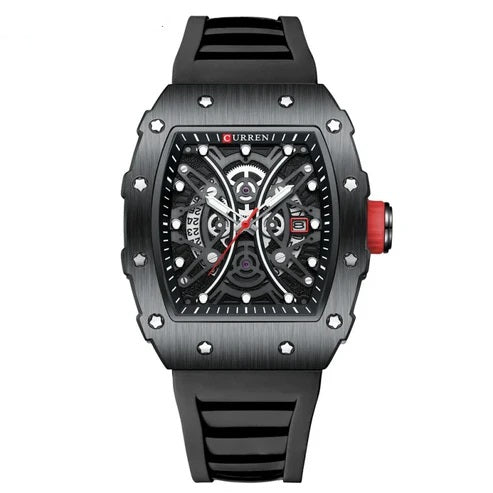 Orologio uomo Skeleton cinturino in silicone Black