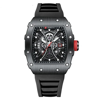Orologio uomo Skeleton cinturino in silicone Black