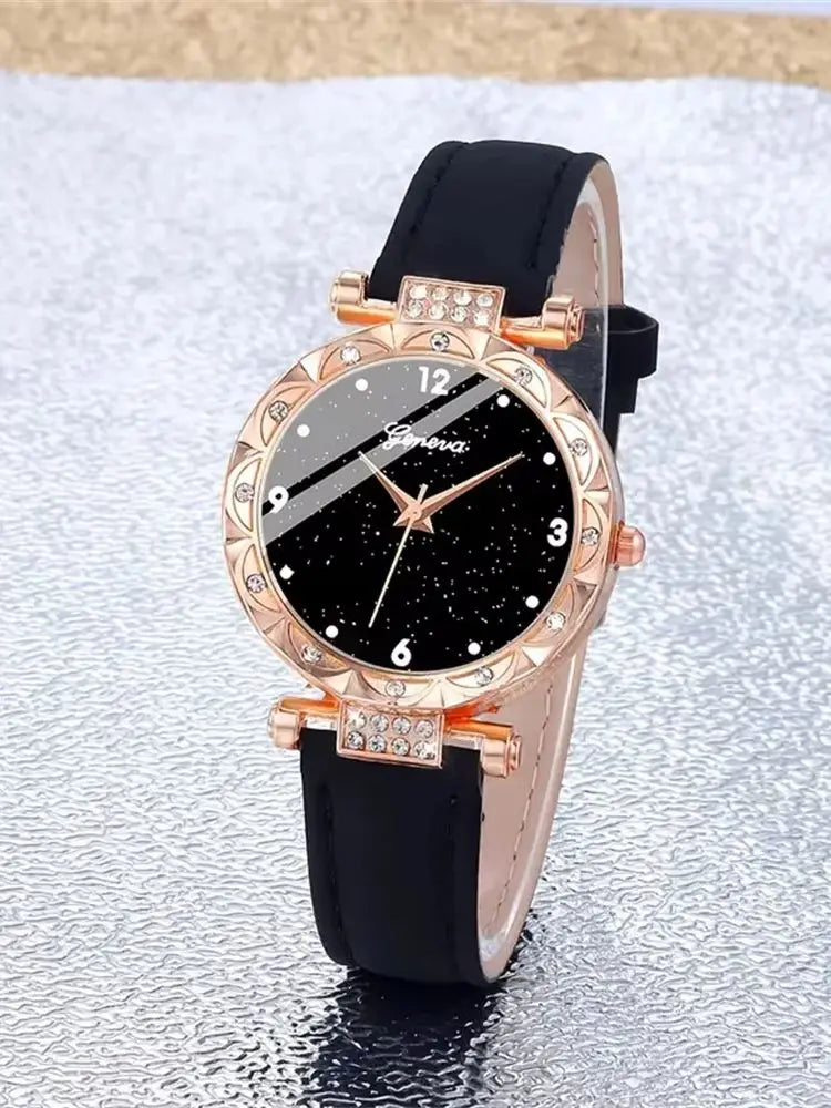 Orologio da donna 5 pezzi Set strass elegante