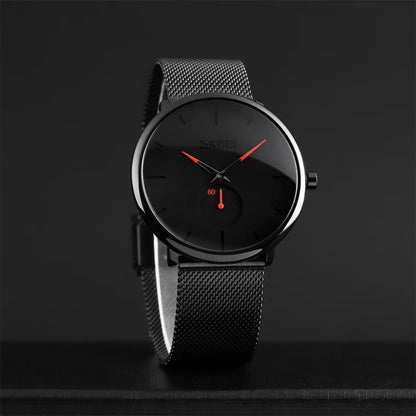 Orologio minimal ultraleggero ultrasottile black red